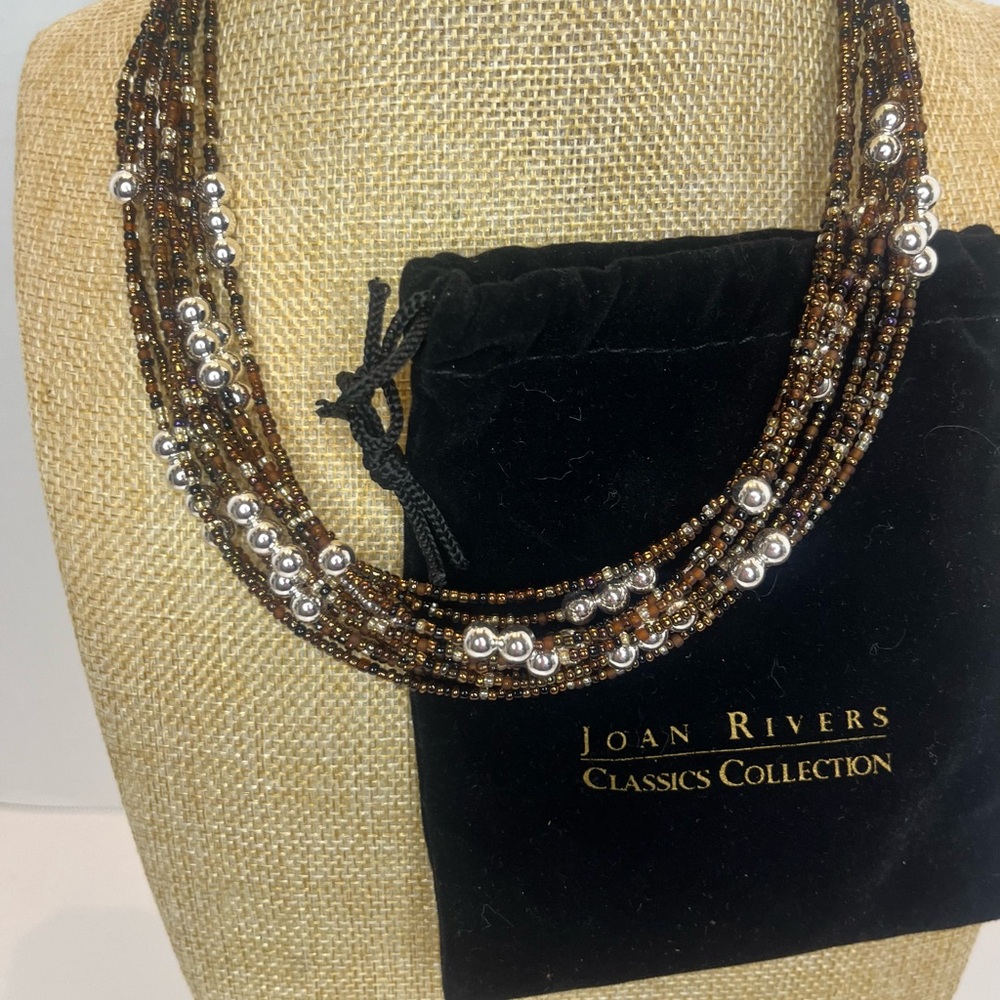 Joan Rivers Multi-Strand Brown and Silver Necklace